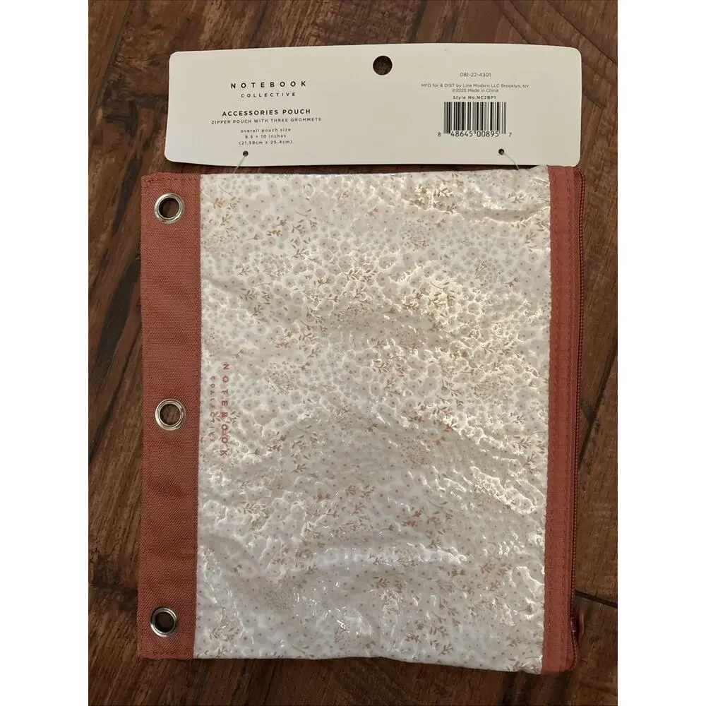 Notebook Collective Floral Accessories Pouch Zipper With 3 Grommets
